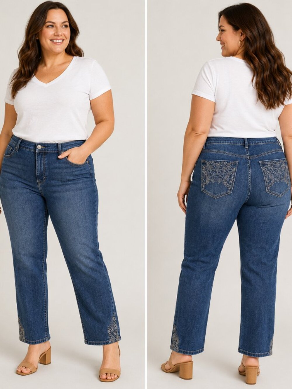 Gloria Vanderbilt Amanda 12 All Around Slimming Effect Embroidered Jeans
